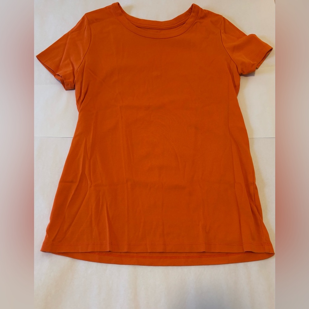 Lands End Bright Orange Tee Short Sleeve crew neck Top cotton T-Shirt M